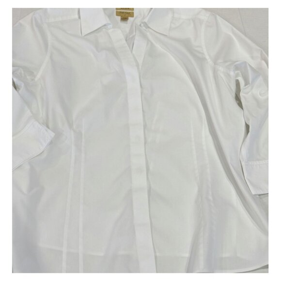 Investments II Woman TAYLOR Gold Label Button Up Shirt 20W White Work Top - Picture 8 of 15